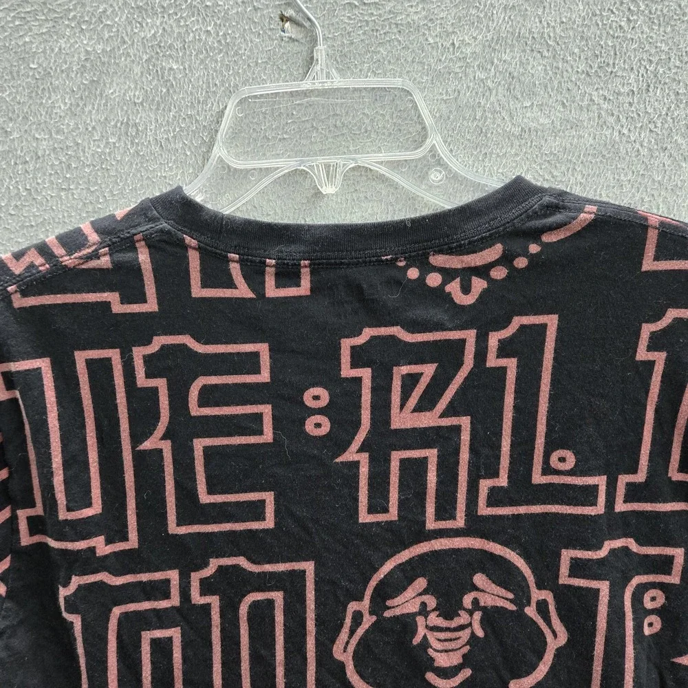 True Religion Men Shirt L Black Graphic Buddha Tee Logo Short Sleeve